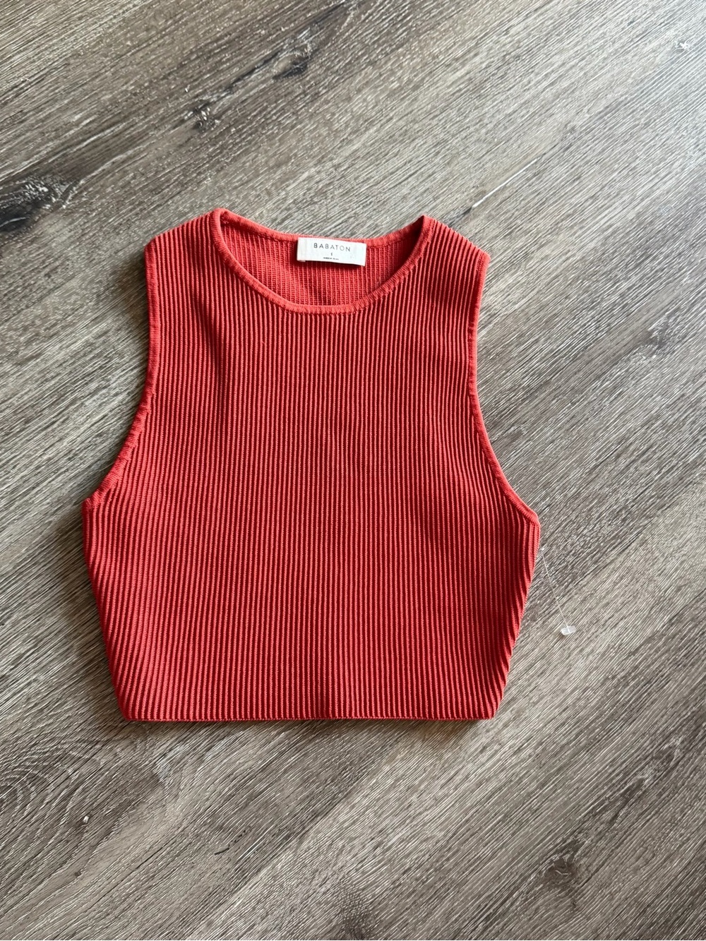 Babaton Ribbed Crop Tank Top - Burnt Orange